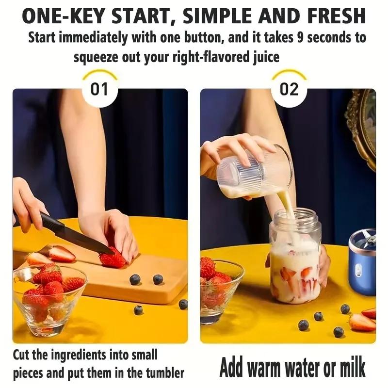 6 Blades Portable Juicer Cup Juicer Fruit Juice Cup Automatic Small Electric Juicer Smoothie Blender Ice CrushCup Food Processor