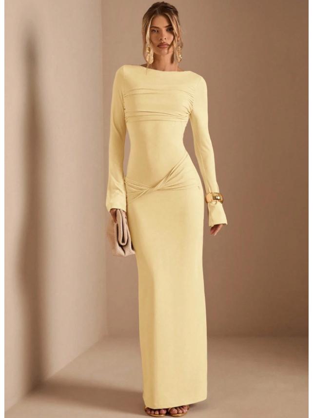 Elegant Spring Slim Fit Long Dress - European & American Style S