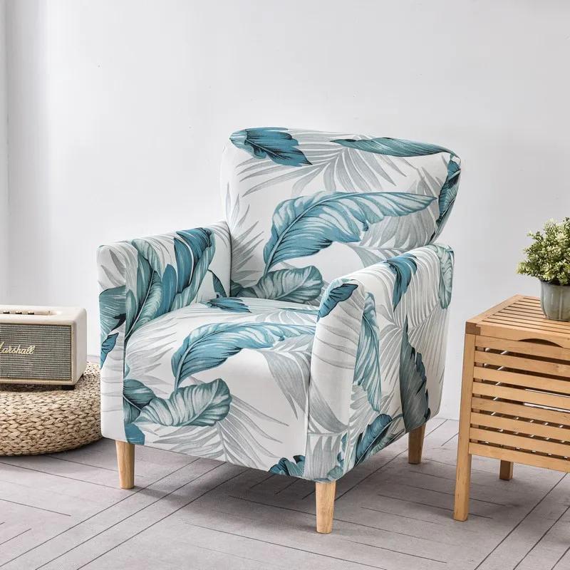 1Pc Printed Soft Armchair Covers Elastic Club Tub Chair Slipcovers Single Sofa Covers Home Bar Counter El