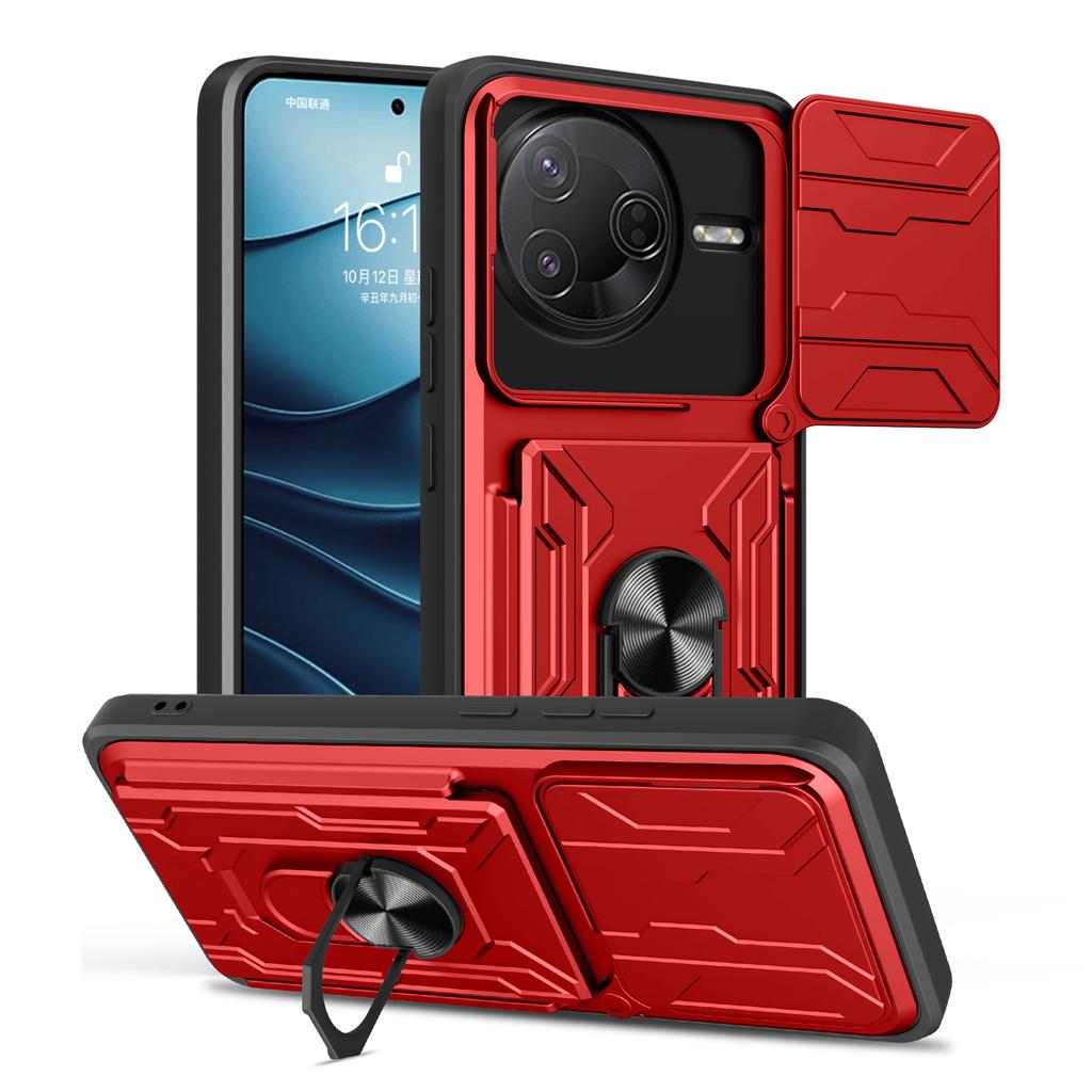 For Xiaomi Poco F7 Pro 5G/Redmi K80 5G Case PC+TPU Kickstand Phone Back Cover with Camera Slider