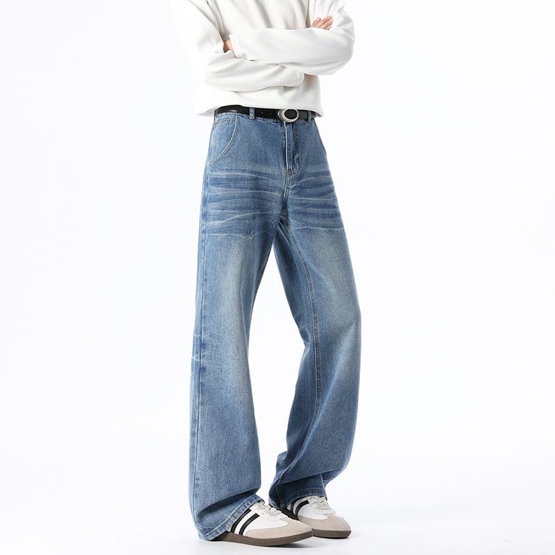 Proofing Customized Customized Bamboo Pattern Scimitar Jeans American Casual Straight Pants Trendy Wide Leg Pants