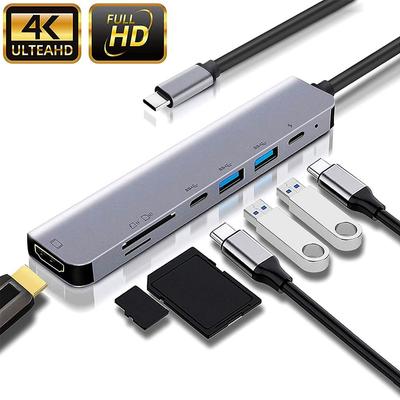 Διανομέας USB C 7 σε 1 σε προσαρμογέα τύπου C συμβατό με 4K HDMI OTG Thunderbolt 3 Dock με PD TF SD για Macbook Pro/Air iPad XPS Surface