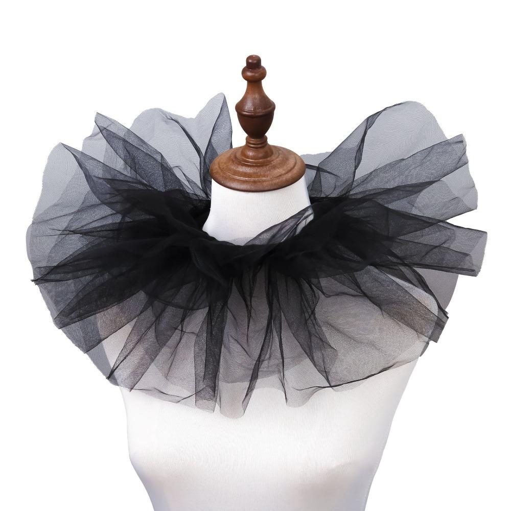 Round Collar Puffy Mesh Faux Collar Versatile Clown Shirt Collar  For Business Weddings Parties