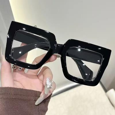 1Pc Womens Retro Geometric Glasses Transparent Lenses Fashion Accessory for Daily Reading Decoration Gift