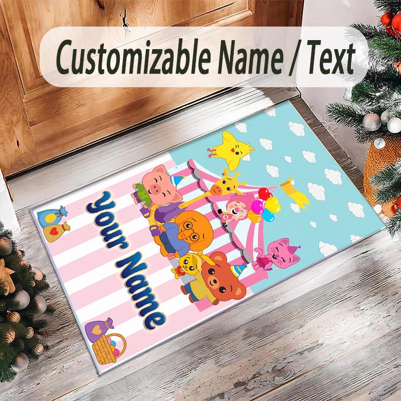 Personalized Crystal Velvet Carpet Custom Name Text,El Payaso Plim Plim Anti Slip Area Rug For Home Decoration
