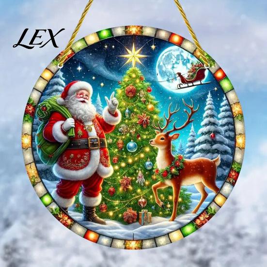 Acrylic Hanging Decorations Christmas Tree Ornaments, Festive Pendants with Lanyard for Holiday Ornaments Party Home Decoration, Indoor Scene