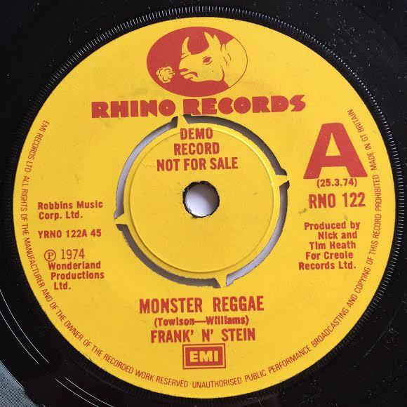 

7inch Record FRANK N STEIN Monster Reggae RNO122PROMO RHINO 1974 UK Reggae Ska Dub Used
