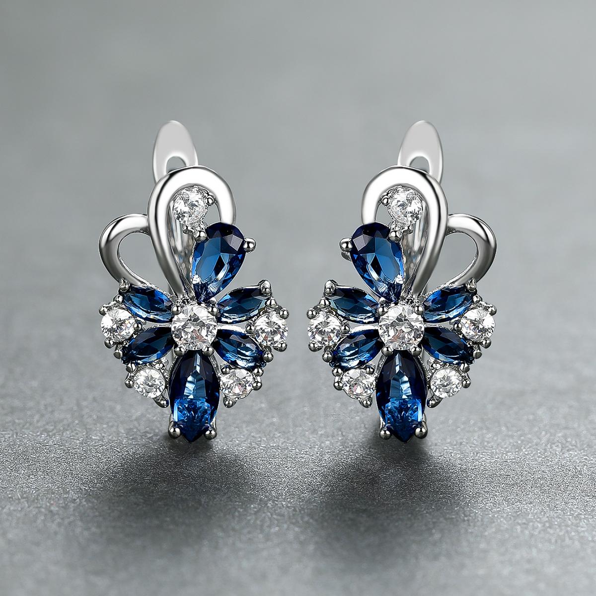 

Роскошные серебряные серьги с цветочным камнем и бабочкой, серьги-капли для женщин, свадебные украшения сапфировый