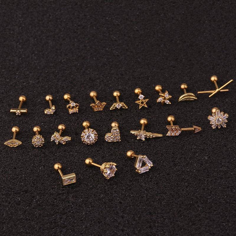 Gold Color Plants And Animal Cz Cartilage Earring Helix Piercing Jewelry Conch Rook Lobe Tragus Stud Gold Color Plants And Animal Cz Cartilage Earring Helix Piercing Jewelry Conch Rook Lobe Tragus Stud