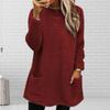Warm Winter Hoodie Jacket Stylish Women Mid-length Fleece Shearling Thickened Solid Color Pocket Outwear