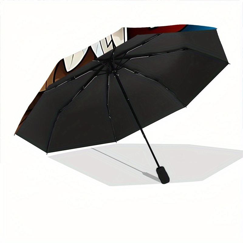 1pc Eagle Stained Glass Automatic Folding Umbrella - 8-Rib Iron Frame, Windproof, Portable Sunshade with Plastic Handle for Travel & Outdoor