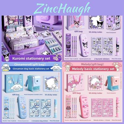 Set de papelería Kuromi Cinnamoroll Caja de regalo Para niños Suministros escolares Decoración de aula
