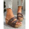 Plus Size New Women's Wedge Fish Mouth Platform Rivet Sandals Women
