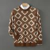 Men's Thick Wool Color Block Sweater - Casual Round Neck Knit Pullover for Autumn & Winter