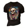 European Sizes Graffiti Skull Headphones Graphic T-Shirt - Vibrant Abstract Art Print Crew Neck  Tee, Soft & Breathable Casual Wear, Music Lover Gift
