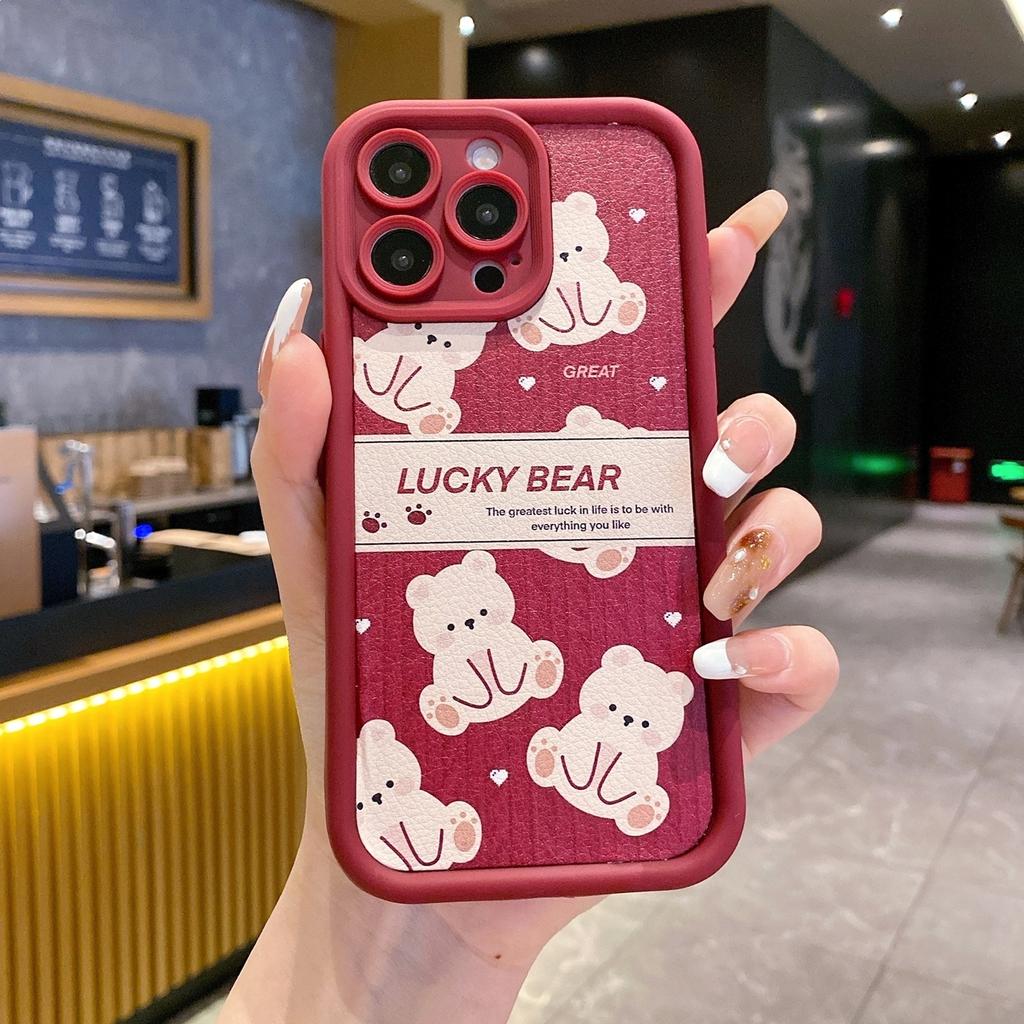 Applicable To OPPO Reno16Pro Cartoon Mobile Phone Case A6X Bear Sticker A78 Protective Case A6 Hand Rope