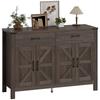 Kitchen Cupboard, Sideboard with 4 Doors, 2 Drawers and 2 Adjustable Shelves for Dining Room, Dark Brown