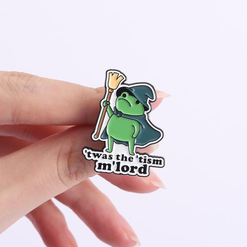 'twas the 'tism m'lord Emaille-Anstecknadeln Lustige Frosch-Broschen Revers-Anstecker Cartoon Tier Zitate Schmuck Geschenk für Freunde