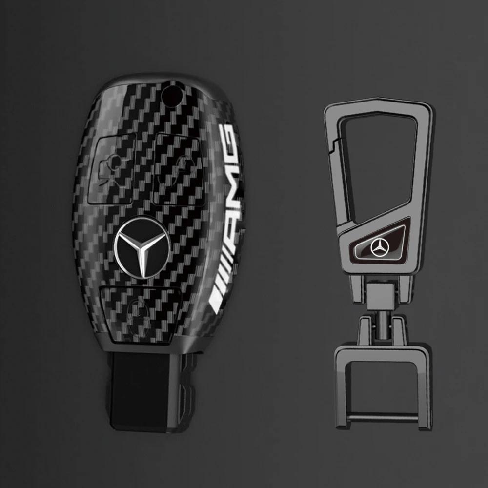 ABS Carbon Fiber Car Key Rings For Mercedes Benz AMG A B C E S Class GLC CLA W177 W204 W205 W212 W176 Car Key Case Cover