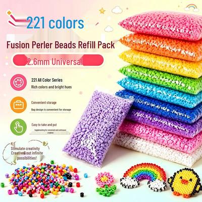 221 Piece 2.6mm Color Fuse Beads DIY Refill Pack for Handmade Melt Bead Crafts