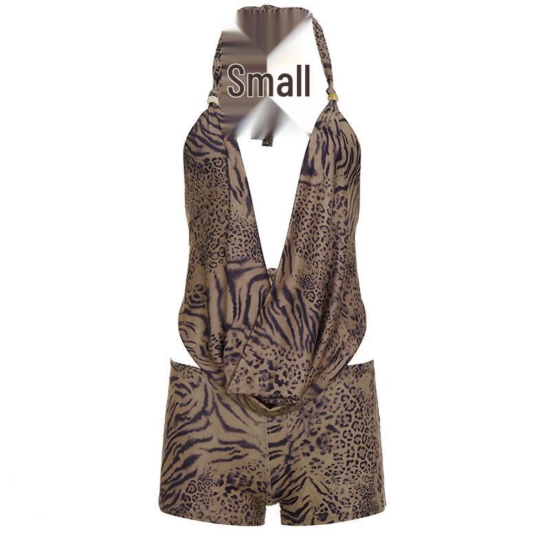Новый европейский модный комплект: укороченный топ на бретельках с леопардовым принтом и облегающие шорты S