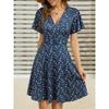 QICED Fashion Summer Spring  V-Neck Short Sleeve Casual Dresses