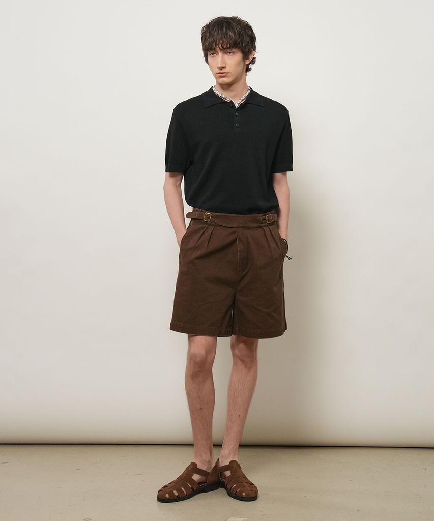 GENERALIDEA Man Temperature Cut Cool Button Collar Half Knit [Black] / Gf2Mkp013