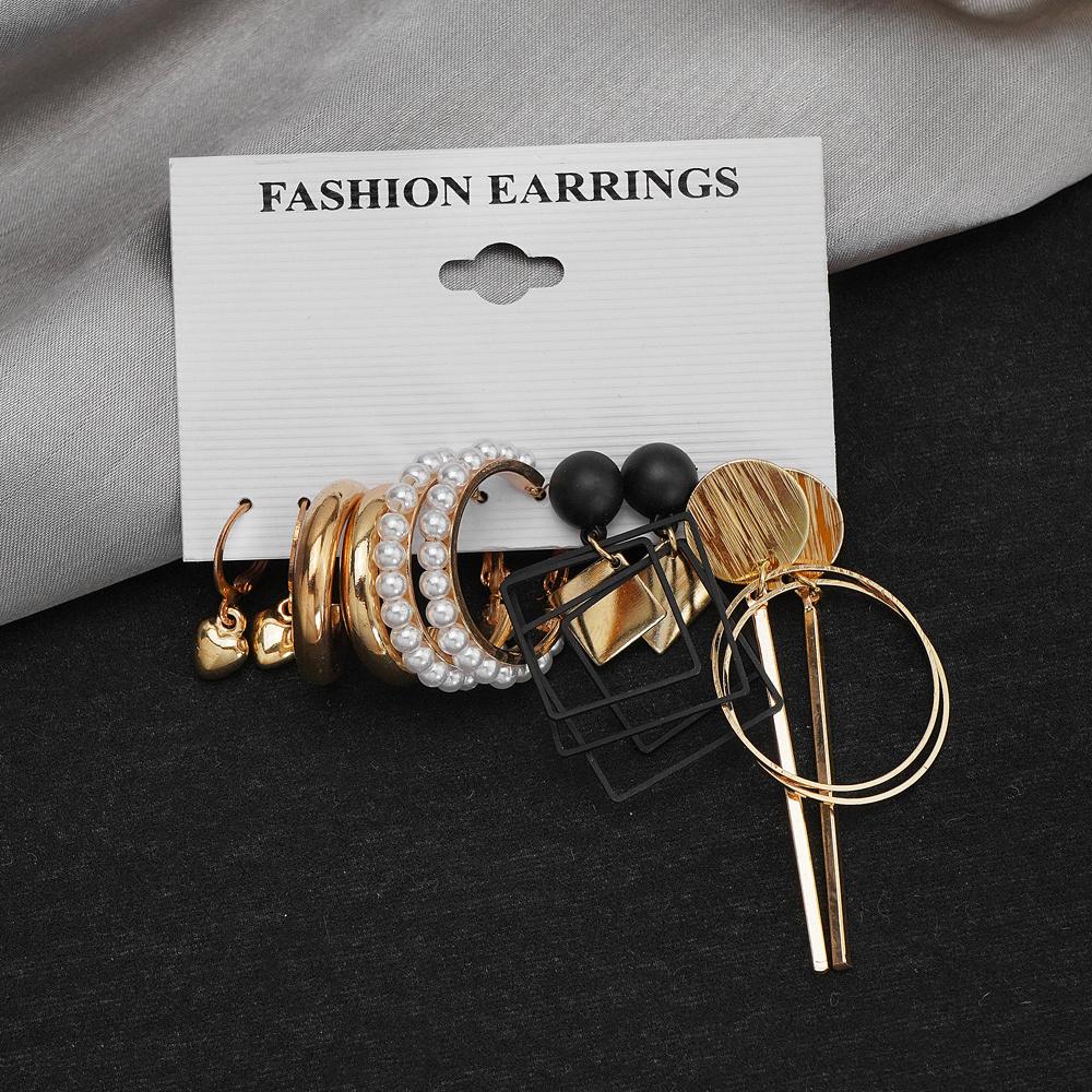 Vintage Elegant Geometric Hoop Earrings Set for Women Metal Resin Acrylic Jewelry Set Gift