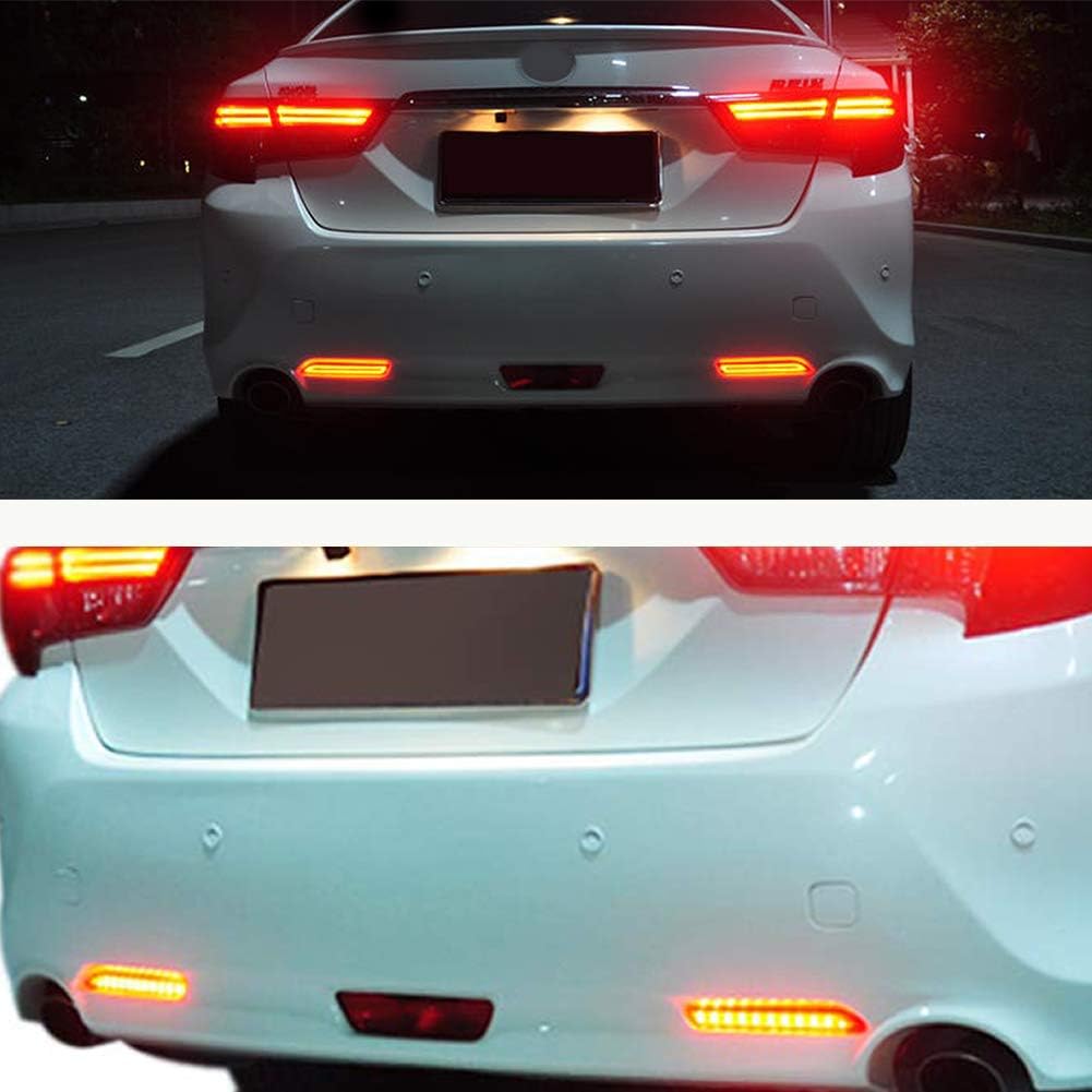PGONE Red LED Rear Bumper Reflectors Fog Brake Tail Light sequential turn signal Lamps Accessories Kit For Toyota Rav4 Camry Sienna Matrix Venza