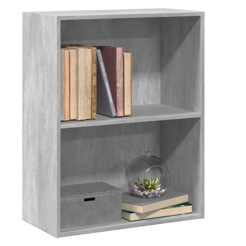 Bookshelf 2 Shelf Concrete Grey 60 x 30 x 76.5 cm Engineered Wood