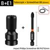 PH2 Phillips Screwdriver Bits Cross Head Magnetic 50/100/150mm Hand Tool 1/2” Square To 1/4” Hex Wrench Socket Adapter Converter