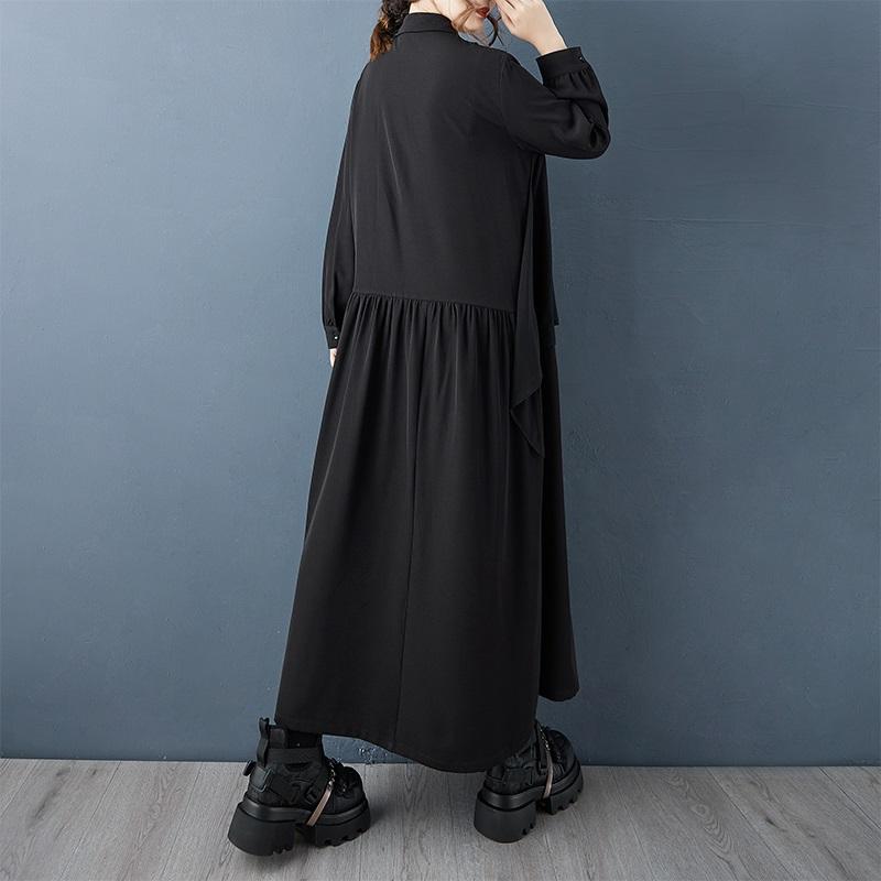 Long Sleeve Plus Size Black Vintage New In Dresses for Women Spring Autumn Casual Loose Shirt Dress