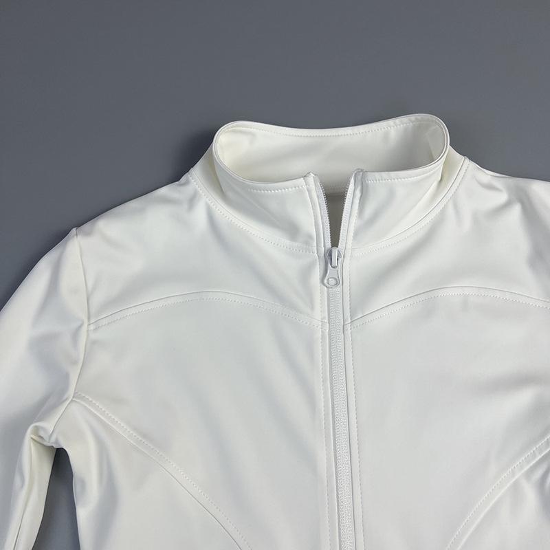Women's Slim Fit Yoga Jacket - Long Sleeve, Stand Collar, Zipper, for Autumn/Winter Running and Fitness.