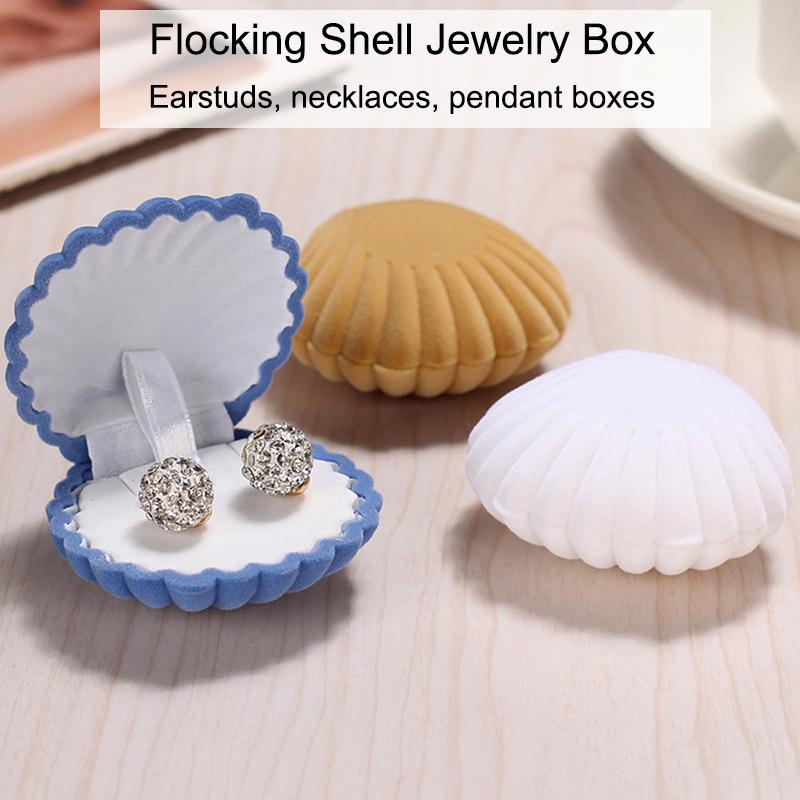 1PC Shell Shape Velvet Jewelry Box Wedding Engagement Ring Box for Earrings Necklace Bracelet Display Pendant Gift Box storage