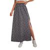 Evropská a americká květinová ležérní sukně do A s rozparkem a středním pasem