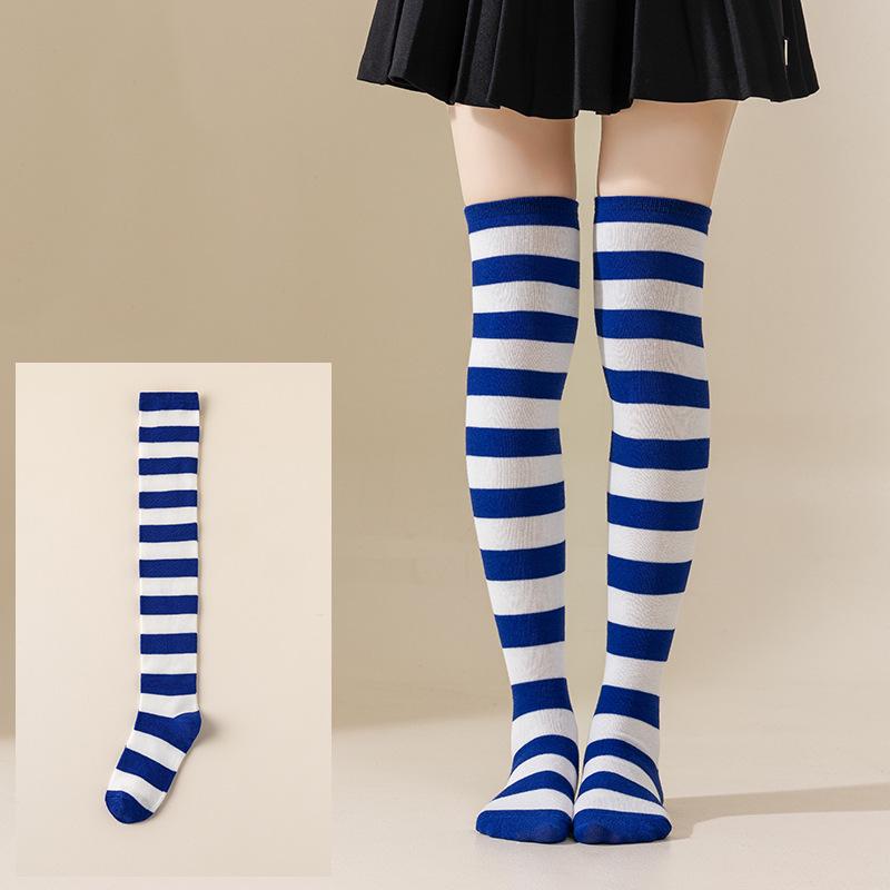 Damen Overknee Socken mit Kreuzstreifen für Halloween, Weihnachten, Karneval, Tanz und Japanische Festivals