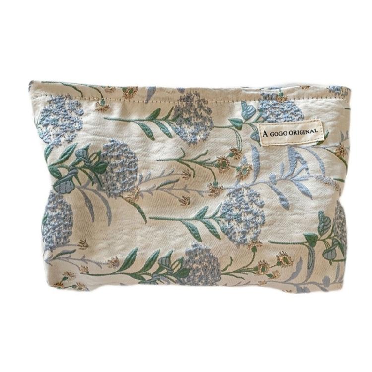Женская холщовая косметичка с цветочным принтом, удобная косметичка 1 синий