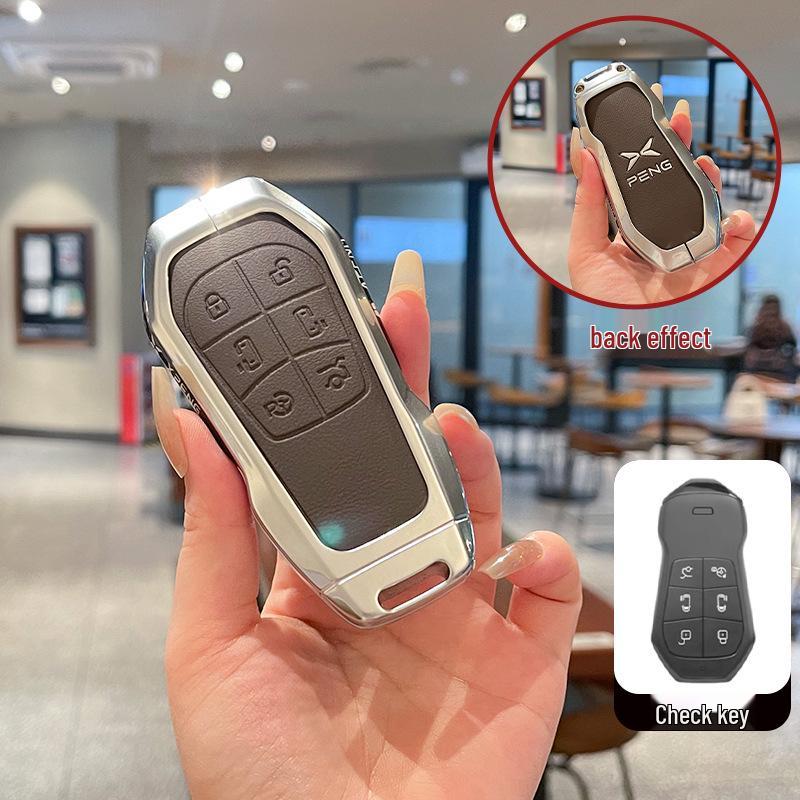 Metal Leather Key Case for 25 Xiaopeng Models: Fits X9, G6, P7i, G9, P5, G3