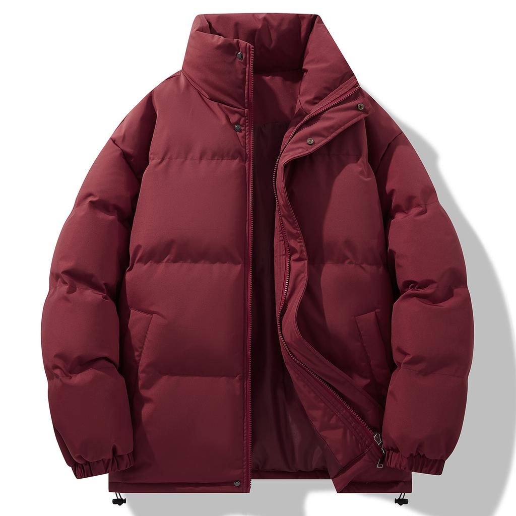 Męska Nowa Zimowa Luźna Bawełniana Kurtka z Kołnierzem Stojącym Jednokolorowa Krótka Ciepła Bawełniana Kurtka Kurtka