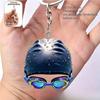 Swimming Goggles Swim Cap Design Keychain High Aesthetic Acrylic 2D Flat Simulation Pendant Backpack for Man Creative Gift