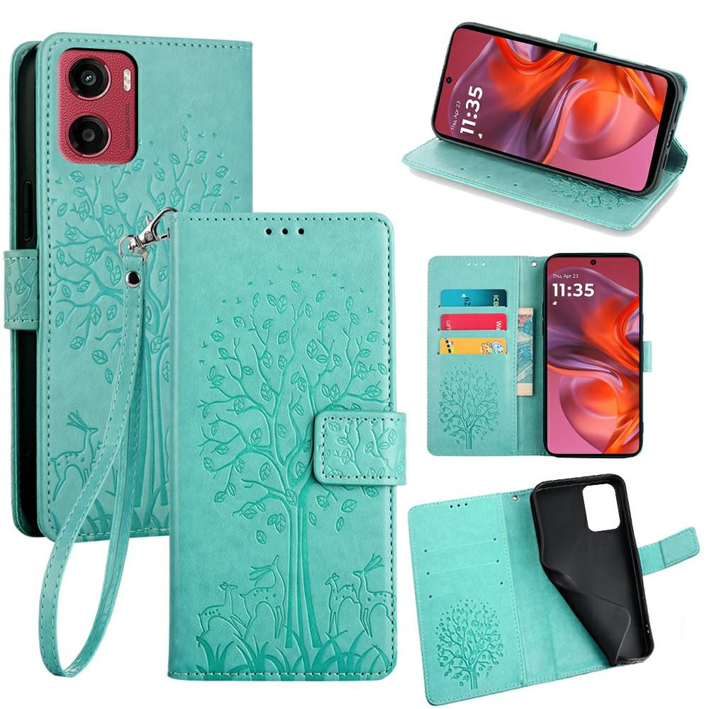 For Motorola Moto G05 4G Case PU Leather Wallet Phone Cover Tree Deer Imprinted