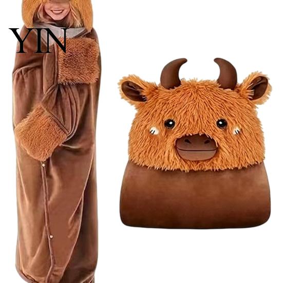 Animal Themed Blanket Wearable Hoodie, Adults Oversized Fleece Sweatshirt Halloween Costume Shawl Sleepwear, Cosplay Plush Hooded Cape Cozy Loungewear