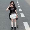 Girls Summer Short Sleeve Ruffle Dress Set with Bow Tie Trendy and Versatile