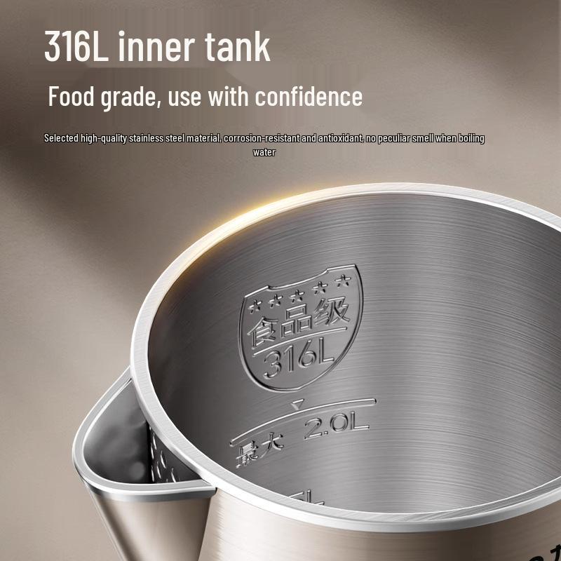 Joyoung 2L Stainless Steel Electric Kettle with Auto Power-Off and Anti-Dry Burn Protection (K20FD-W198)
