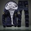 Men's Plus Size Winter Fleece-Lined Two-Piece Casual Sports Set - Youthful Korean Style