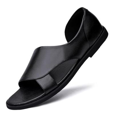 Sandalias Romanas Antideslizantes de Cuero Genuino para Hombre - Suela Blanda Verano Playa y Zapatillas para Conducir