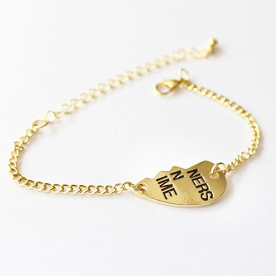 2 Pcs Women Bracelet Cute Jewelry Gift Alloy Partners Love Heart Bangle for Party