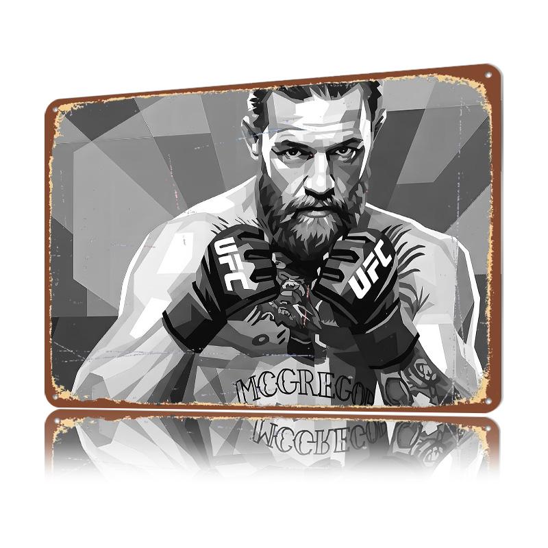 Conor McGregor MMA Fighter D Texture Metal Poster Customized Wall Art Tin Sign Gift for Mancave Gaming Room Decoration Cozy