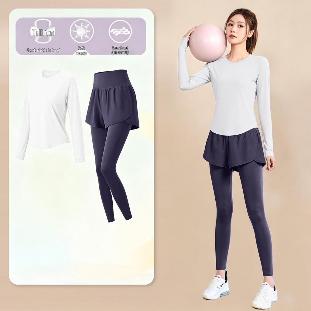 Women's High-End Short-Sleeve Sport T-Shirt & Fitness Set - Breathable, Quick-Drying Yoga and Running Wear