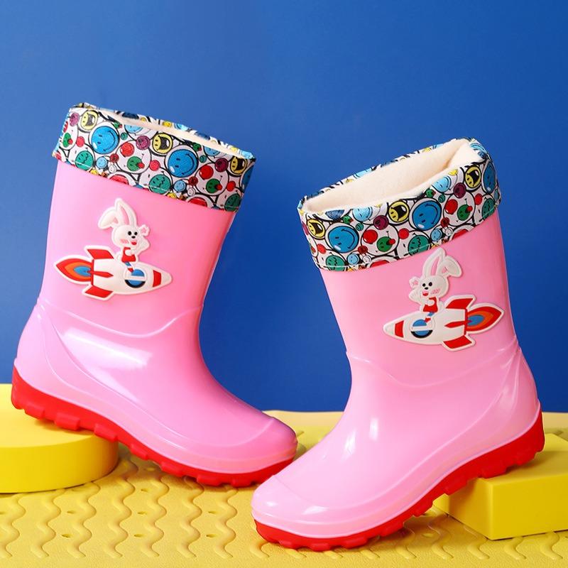 Children's Spring and Autumn Baby Rain Shoes Astronaut Non-slip Waterproof Warm Rain Boots Children's Cartoon Boys and Girls Bundle Water Shoes